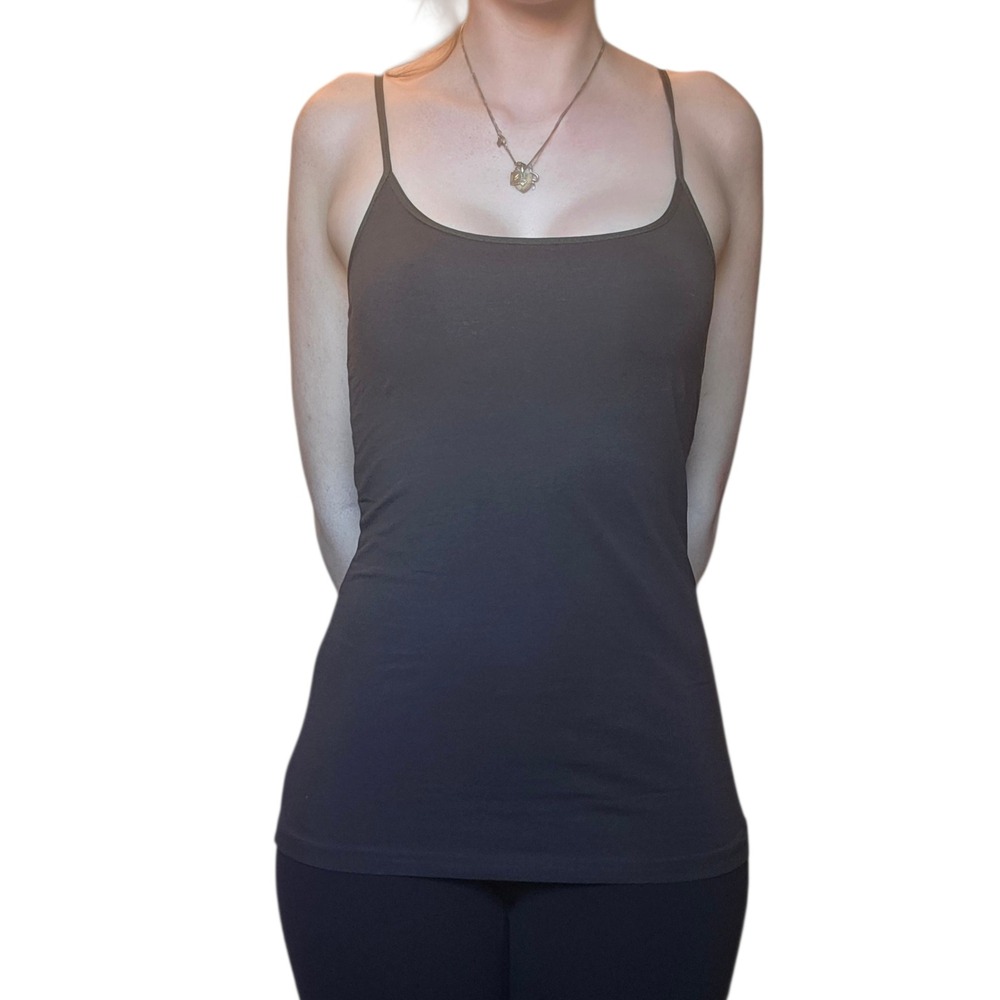 Basic Cotton Camisole Tank Top Brown Spaghetti Strap Layering Essential Women - Picture 2 of 3